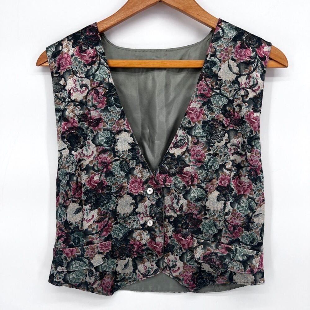 Tapestry Floral Vintage Inspired Boho Vest Cottage Core Dressy Size MD*